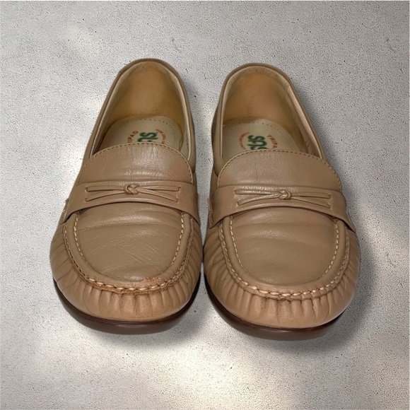 SAS Beige Leather Moc Toe Comfort Loafers Walking Shoes USA - Picture 4 of 9